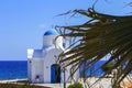 View, background, white orthodox church on the beach on the beach Royalty Free Stock Photo