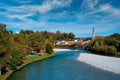 Bad Tolz - picturesque resort town in Bavaria, Germany in autumn and Isar river