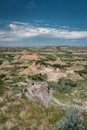 View of a badland area in Theodore Roosevelt National Park in North Dakota Royalty Free Stock Photo