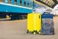 view of bags and suitcases at railway station platform