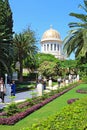 View of Bahai gardens and the Shrine of the Bab on mount Carmel in Haifa Royalty Free Stock Photo