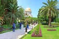 View of Bahai gardens and the Shrine of the Bab on mount Carmel in Haifa