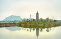 View of the Bai Dinh temple complex at Trang An, Vietnam Royalty Free Stock Photo