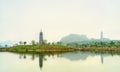 View of the Bai Dinh temple complex at Trang An, Vietnam Royalty Free Stock Photo