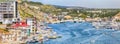 View of Balaklava bay with yachts from the Genoese fortress Chembalo in Sevastopol city Royalty Free Stock Photo