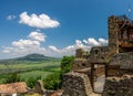 View of Balaton uplands from ruins of Szigliget medieval castle Royalty Free Stock Photo