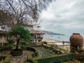 View of the Balchik palace of the Queen Marie of Romania Bulgaria and sea coastline