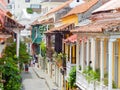 Old balconies in the city of cartagena colombia