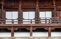 The balcony along the Otani Hombyo temple wall. Kyoto. Japan Royalty Free Stock Photo