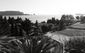 a view from a balcony of a beach Royalty Free Stock Photo