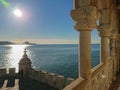View from balcony of Belem Tower in Lisbon, Portugal Royalty Free Stock Photo