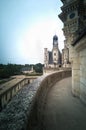 Chambord medieval  castle, view from the balcony, castle terrace Royalty Free Stock Photo