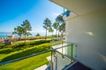 View from the balcony of a holiday flat to the Baltic Sea with the most beautiful weather and blue sky Royalty Free Stock Photo