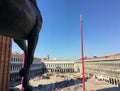 A view from balcony of saint marks basilica beside the horses of saint mark, looking down on crowds of tourists