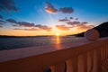 View from balcony on the sunset over the sea