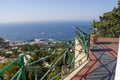 View from a balcony to the sea of Capri Island on a sunny day in Naples, Italy at summertime Royalty Free Stock Photo