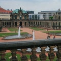 View balcony of the Zwinger park. Fountains in the Dresden Court.