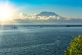 View on Bali from ocean, vulcano in clouds