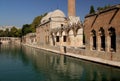 View of the Balikligol Lake and Rizvaniye Mosque in the historical part of the city of Sanliurfa in Turkey