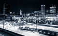 View of the Baltimore Inner Harbor and skyline during twilight f Royalty Free Stock Photo