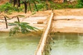 View of the bamboo bridge on the river Nam Khan, Luang Prabang, L Royalty Free Stock Photo