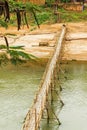 View of the bamboo bridge on the river Nam Khan, Luang Prabang, L Royalty Free Stock Photo