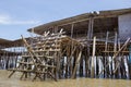 View of Bamboo House in Thailand,Krateng in the middle of the sea Royalty Free Stock Photo