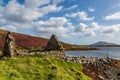 A View from the Bank of Loch Langass on the Hebridean Island of North Uist, with Heather on the Hills and Ruins in the Foreground