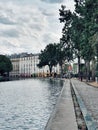 View at the bank of saint martin canal, in tenth district, Paris, France