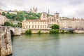 View at the Bank of Saone river in Lyon - France Royalty Free Stock Photo