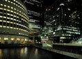 The Brightly Lit Bank Towers At Reuters Plaza In Canary Wharf London England At Night Royalty Free Stock Photo
