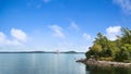 View of Bar Harbor with cruise ship Royalty Free Stock Photo