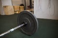 Close up view of barbell on floor in gym Royalty Free Stock Photo