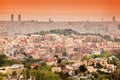 View of Barcelona from above at sunset Royalty Free Stock Photo