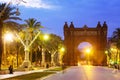 View of Barcelona. Arc del Triomf in evening Royalty Free Stock Photo