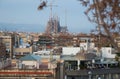 Barcelona roofs against background of Sagrada Familia Royalty Free Stock Photo