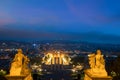 View of Barcelona, Spain. Plaza de Espana at evening with twilight sky in Barcelona, Spain. Royalty Free Stock Photo