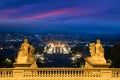 View of Barcelona, Spain. Plaza de Espana at evening with twilight sky in Barcelona, Spain Royalty Free Stock Photo