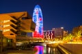 View of Barcelona, Torre agbar skyscraper in night