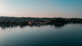 View of Bardolino, Verona City and Cisano Port on Lake Garda in Italy on a sunny day