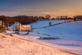 View of a barn on a snow-covered farm in rural York County, Penn Royalty Free Stock Photo