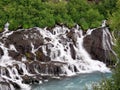 Iceland the view of Barnafoss waterfall 2017 Royalty Free Stock Photo