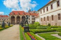 View of the Baroque Wallenstein Palace in Prague, currently the home of the Czech Senate and its french garden in spring.