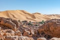 View from Baroun mountain on Taghit sand dune Royalty Free Stock Photo