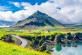 View of the basalt rocks formation on the coastline Royalty Free Stock Photo