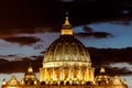 View of Basilica di San Pietro Dom, night,Vatican City in Rome, Italy Royalty Free Stock Photo