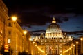 View of Basilica di San Pietro Dom, night,Vatican City in Rome, Italy Royalty Free Stock Photo