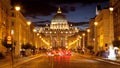 View of Basilica di San Pietro Dom, night,Vatican City in Rome, Italy Royalty Free Stock Photo