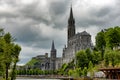 View of the basilica of Lourdes, France