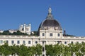 View of Basilica of Notre Dame de Fourviere and hotel dieu Royalty Free Stock Photo